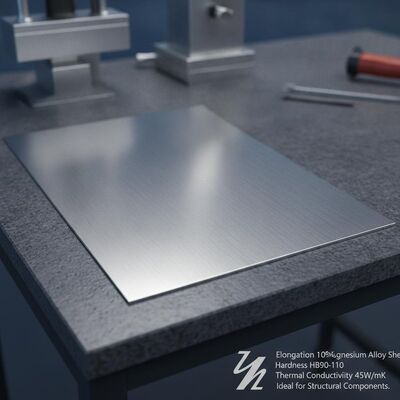 Chapa de Liga de Magnésio com Elongação de 10% Oferecendo Dureza HB90-110 Condutividade Térmica 45W por Metro Kelvin Ideal para Componentes Estruturais