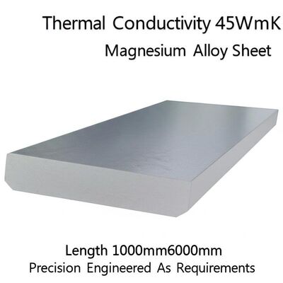 Conductividade térmica 45WmK Magnésio Lâmina da folha de liga 1000mm6000mm Precision Engineered As Requirements